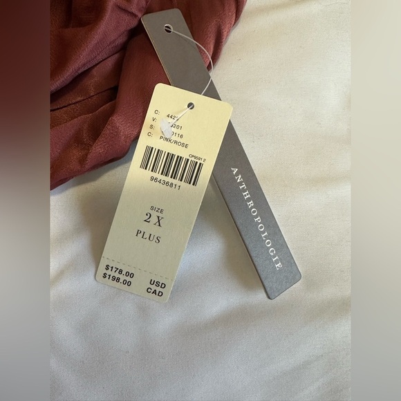 New Anthropologie Maeve Asymmetrical Tie Belt Sz 2X Pink Rose Dress - Picture 3 of 4